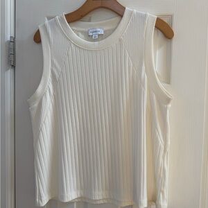 Evereve Cream Ribbed Tank Top